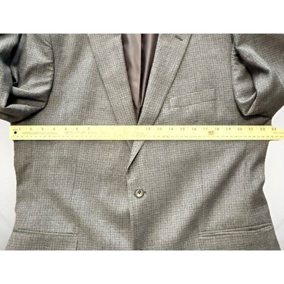 JOS A BANK EXECUTIVE Men’s 44L Blue Micro-Check 100% Wool Suit Jacket Blazer - Picture 10 of 11